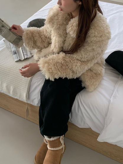 【予約】cotton candy fur jacket / camel