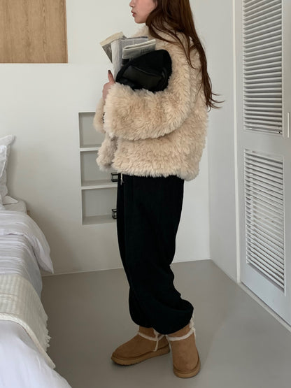 【予約】cotton candy fur jacket / camel