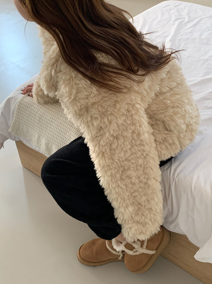 【予約】cotton candy fur jacket / camel