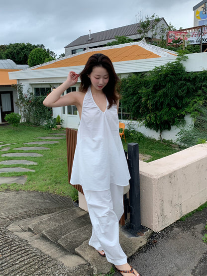 Vneck back open ops / 2color