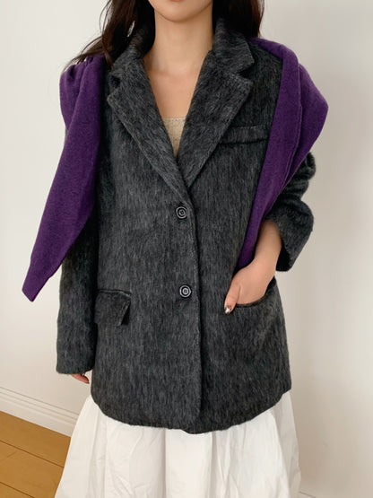 【予約】shaggy overfit jacket coat / ash black