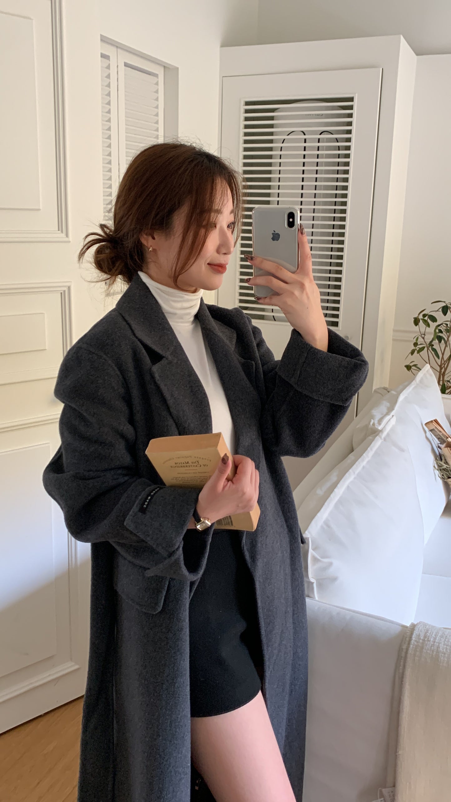 【即納】◆送料無料◆[wool 90％] HAND MADE - luxury long coat / charcoal gray