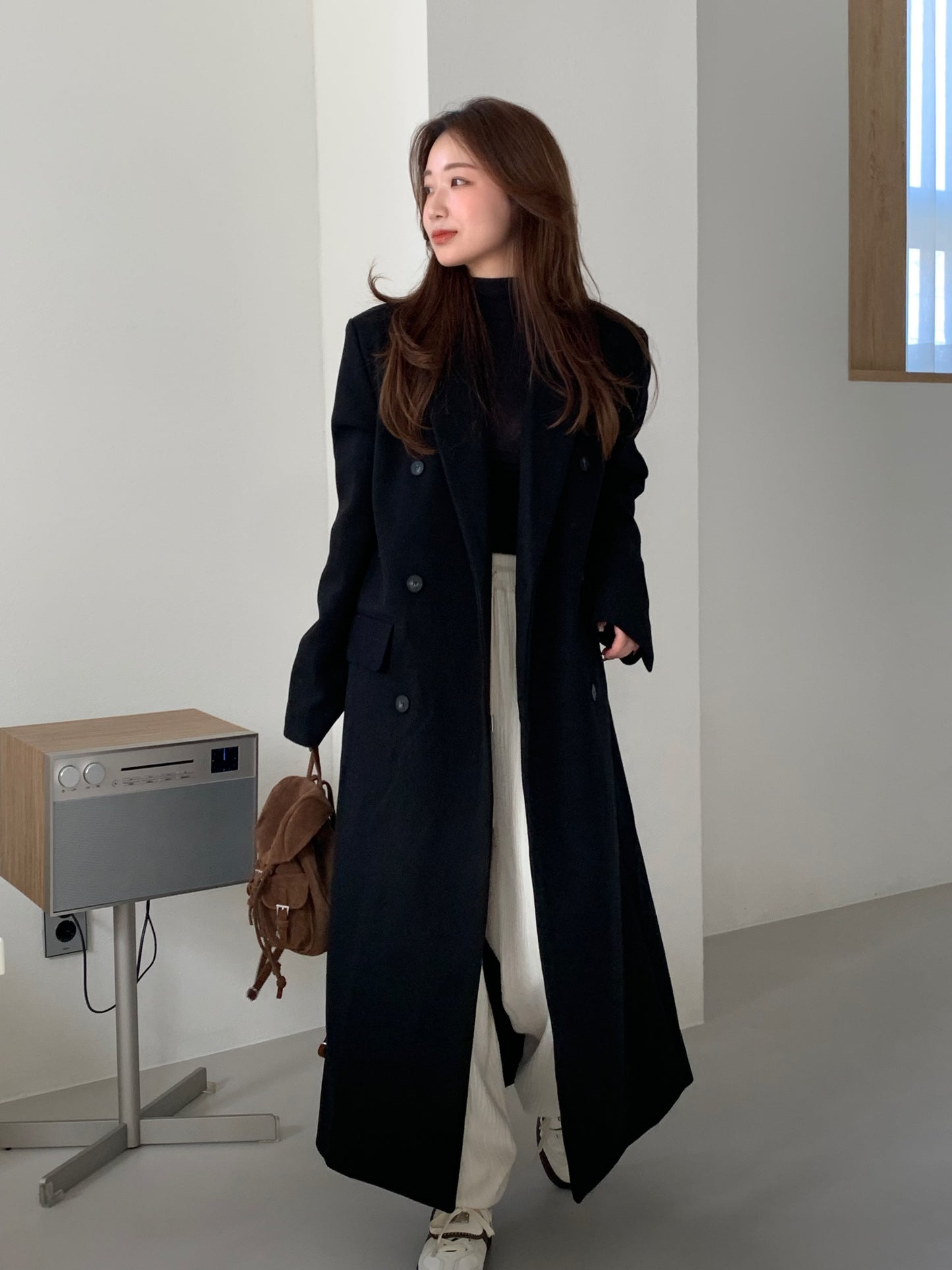 【即納】double bottun over chester coat / black