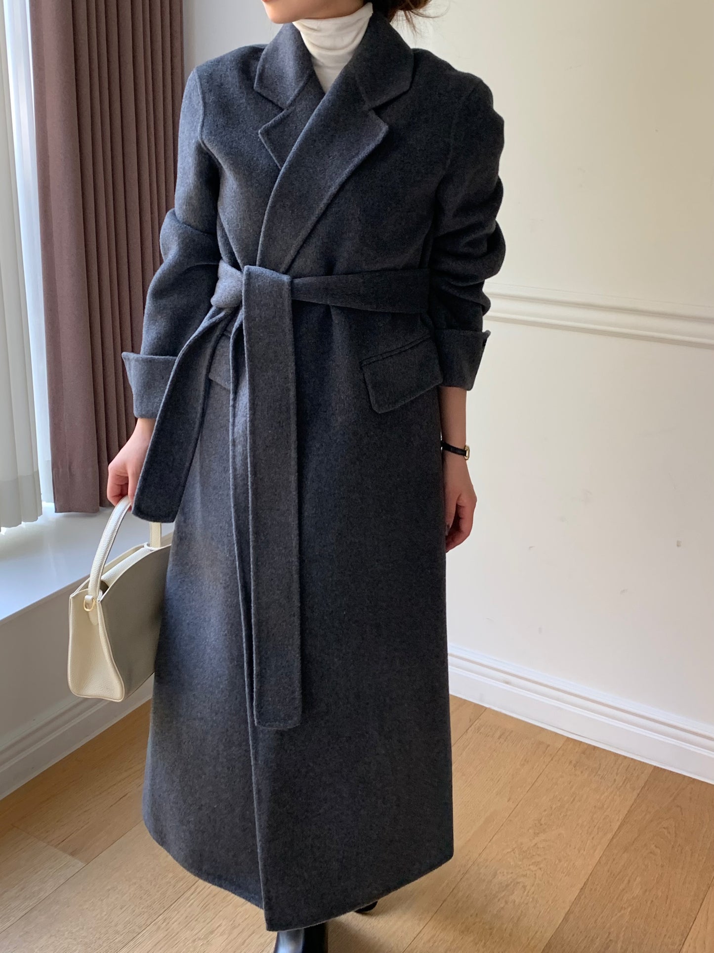 【即納】◆送料無料◆[wool 90％] HAND MADE - luxury long coat / charcoal gray