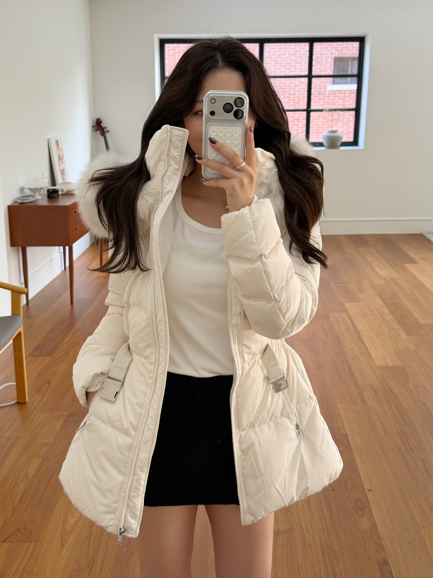 【予約】◆送料無料◆side pocket short down jacket / ivory