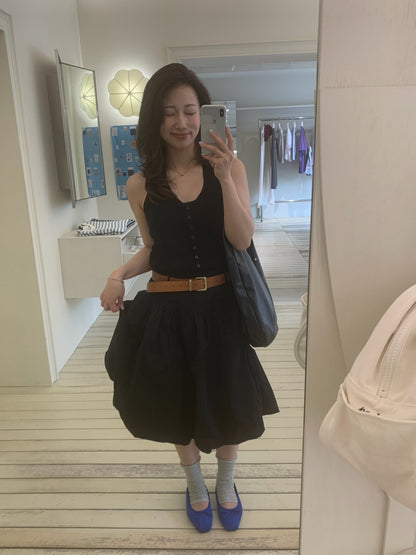 double belt balloon skirt / 2color