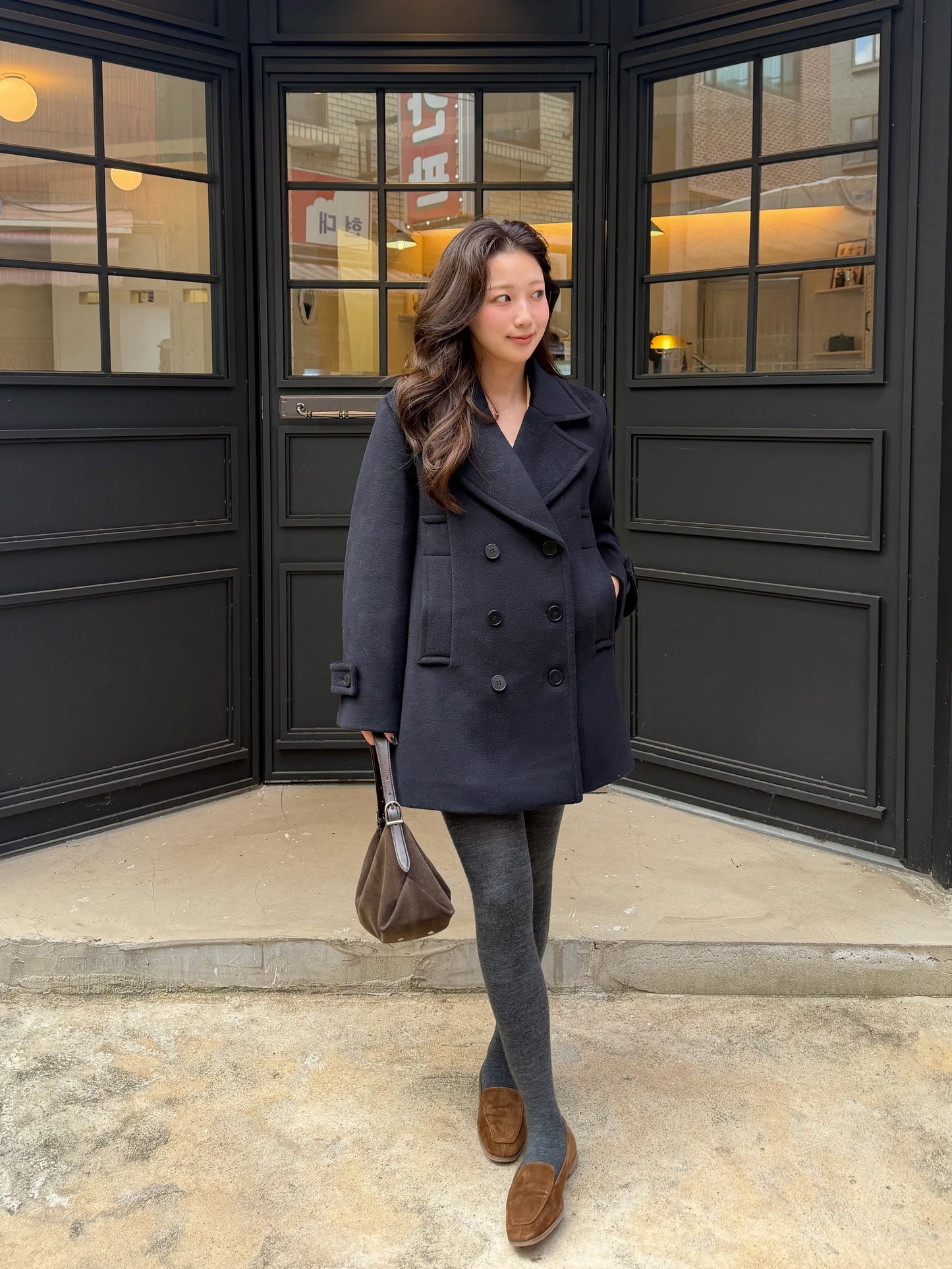 【予約】◆送料無料◆middle feminine Pcoat  / navy