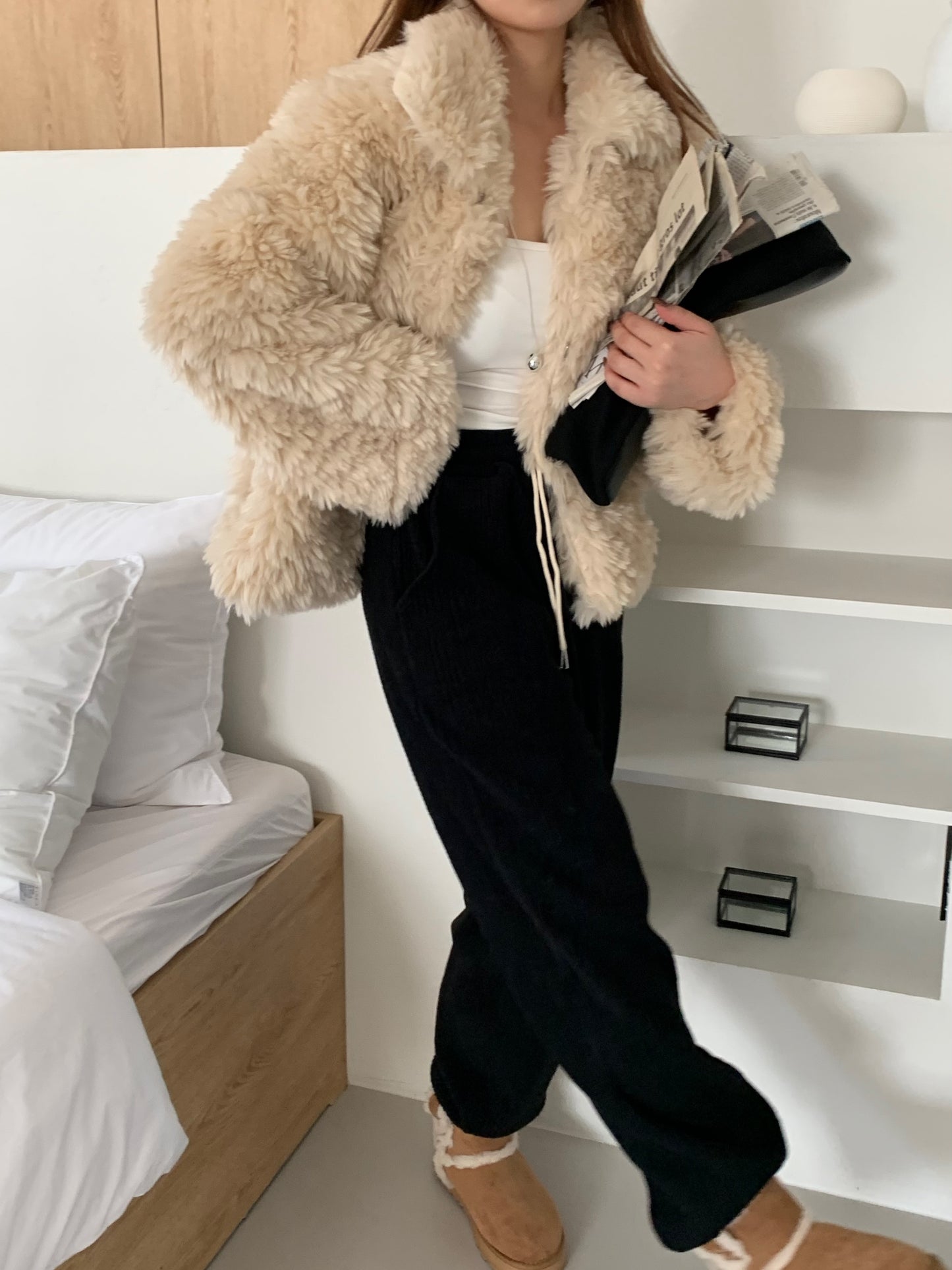 【予約】cotton candy fur jacket / camel