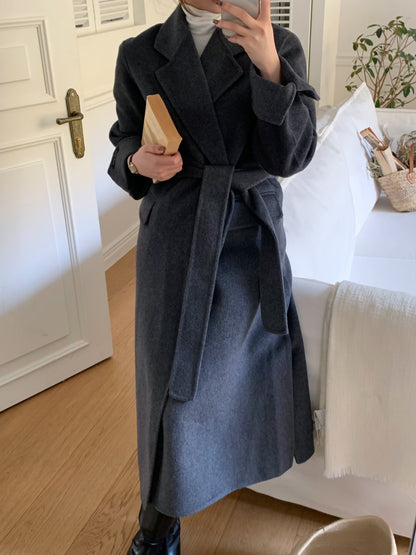 【即納】◆送料無料◆[wool 90％] HAND MADE - luxury long coat / charcoal gray