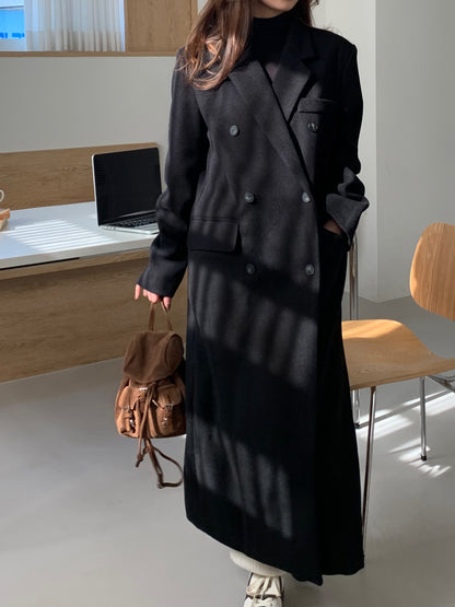 【即納】double bottun over chester coat / black