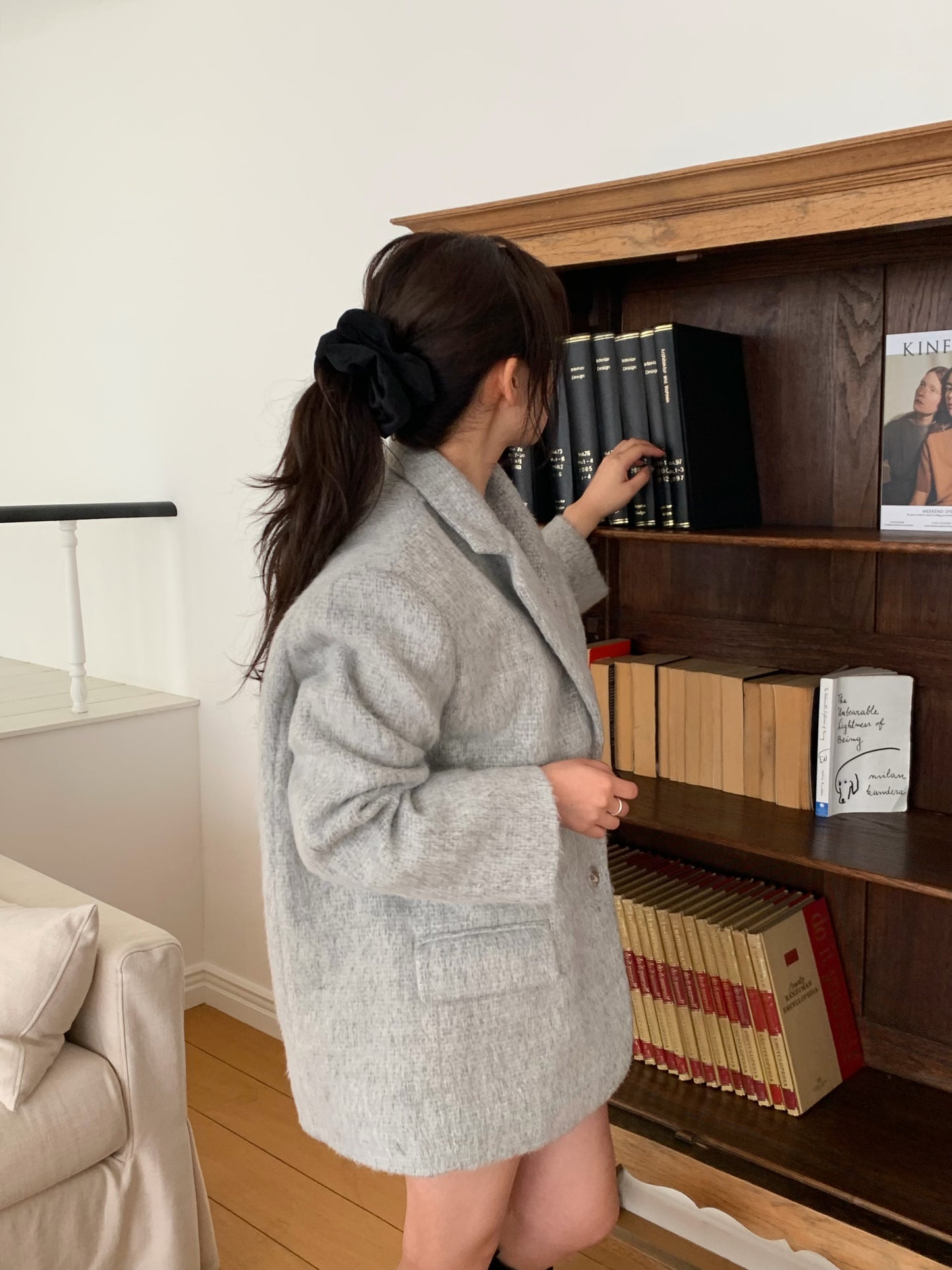 【予約】shaggy overfit jacket coat / light gray