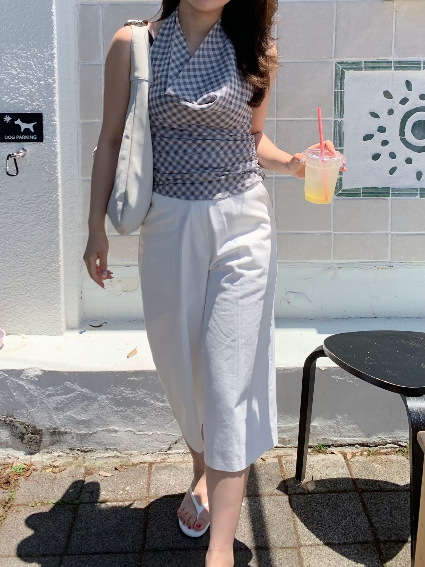 check holter neck blouse / 2color