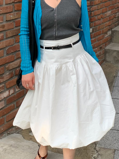 double belt balloon skirt / 2color