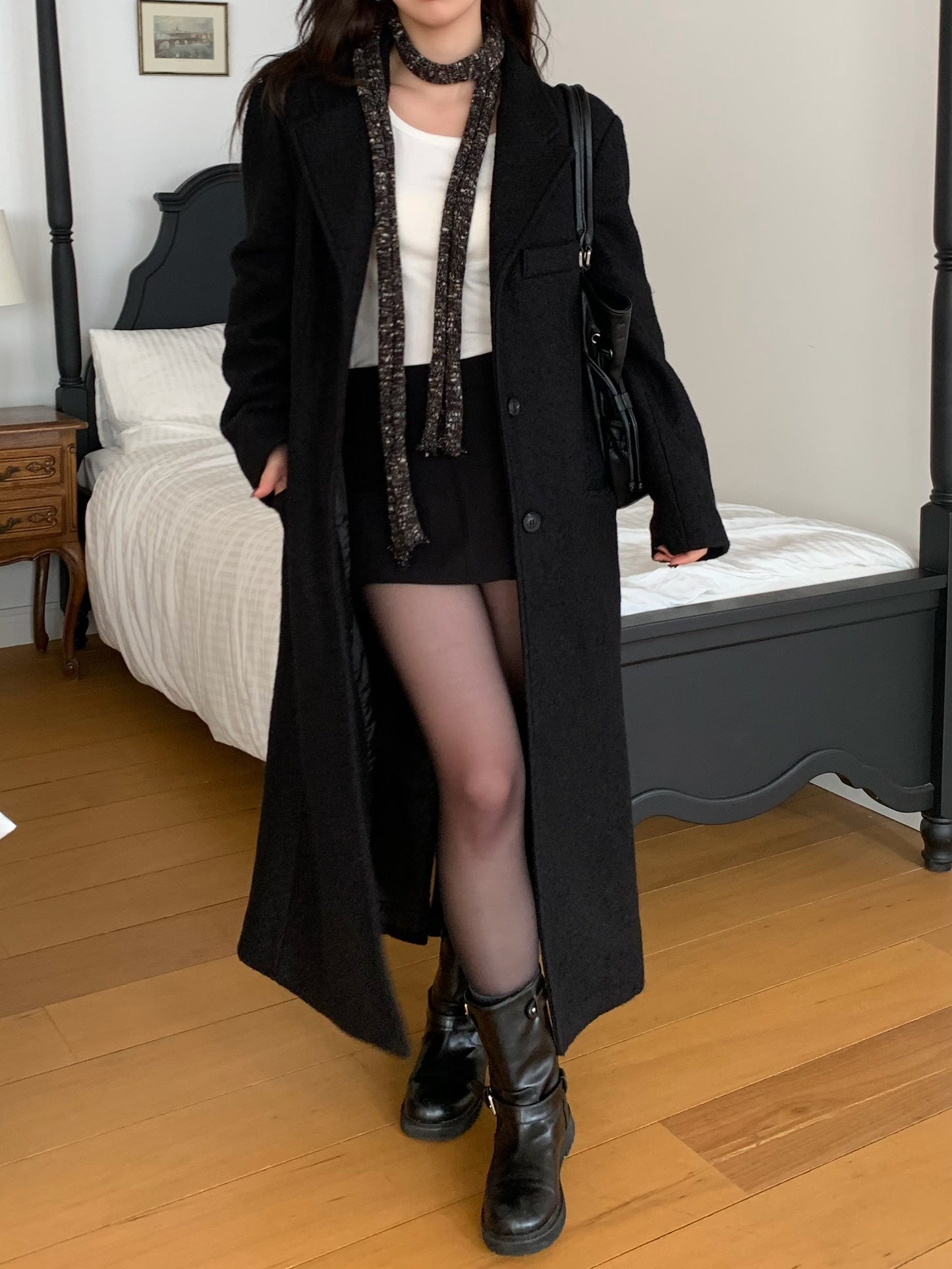 【予約】◆送料無料◆teddy long coat  / black