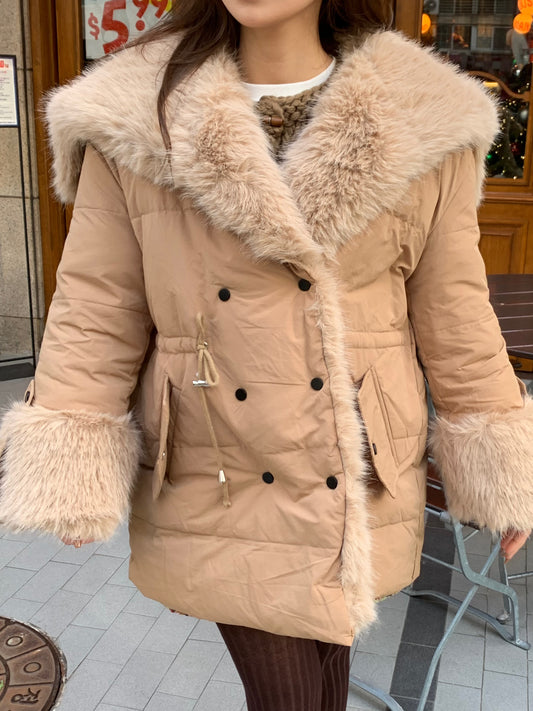 【即納】◆送料無料◆ double button middle fur down