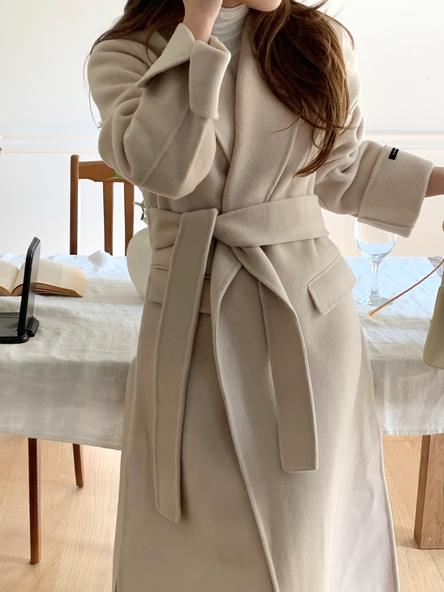 【即納】◆送料無料◆[wool 90％] HAND MADE - luxury long coat / light beige