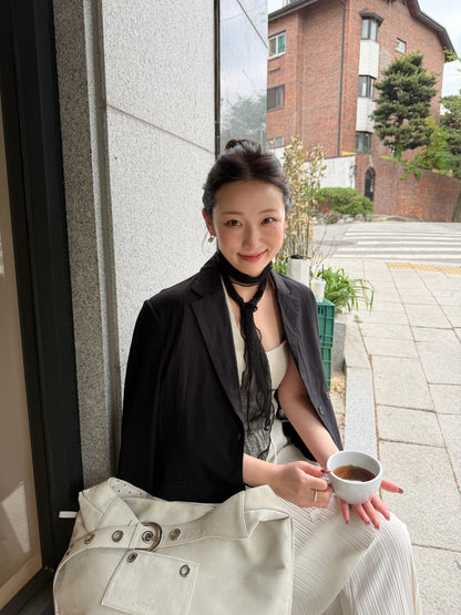 dot see-through scarf / 2color
