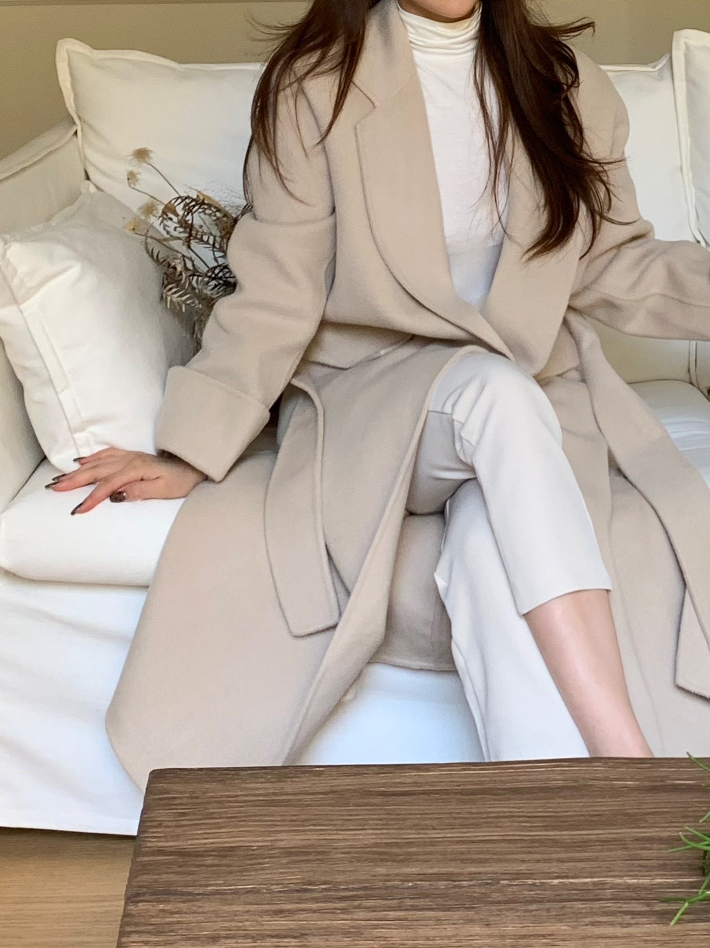 【即納】◆送料無料◆[wool 90％] HAND MADE - luxury long coat / light beige
