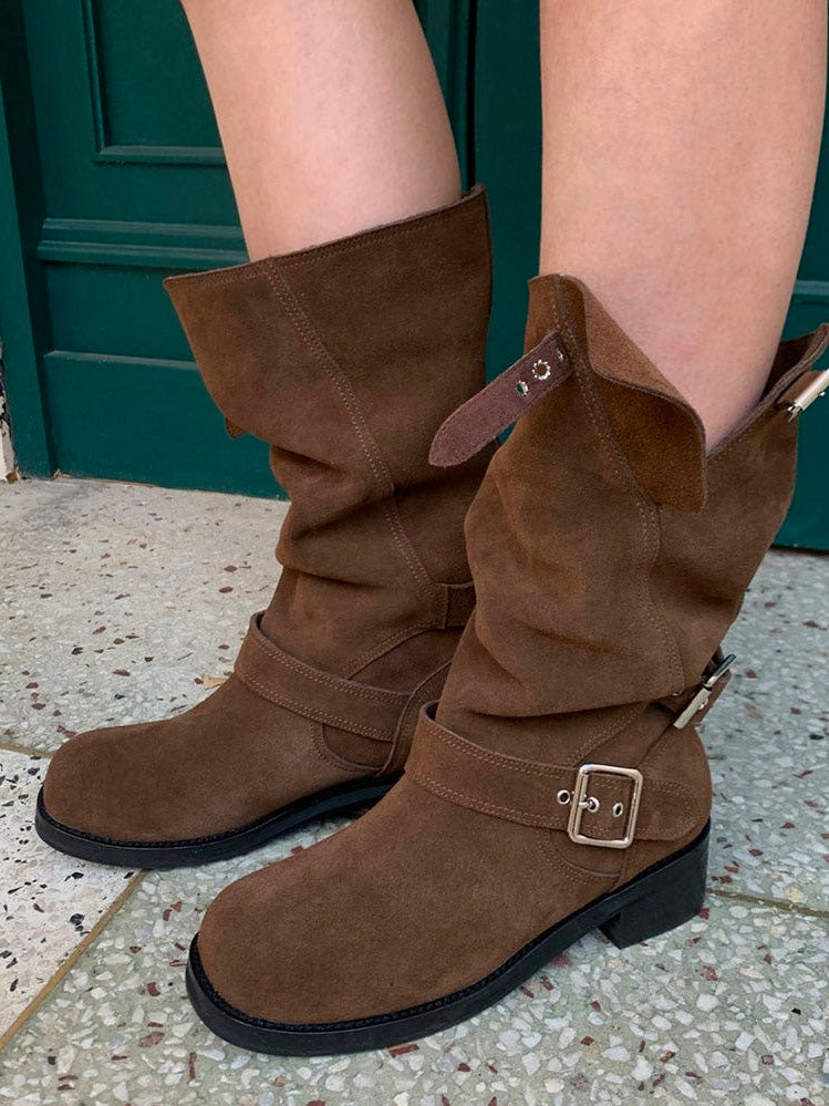 suede belt middle boots (本革) / 3color