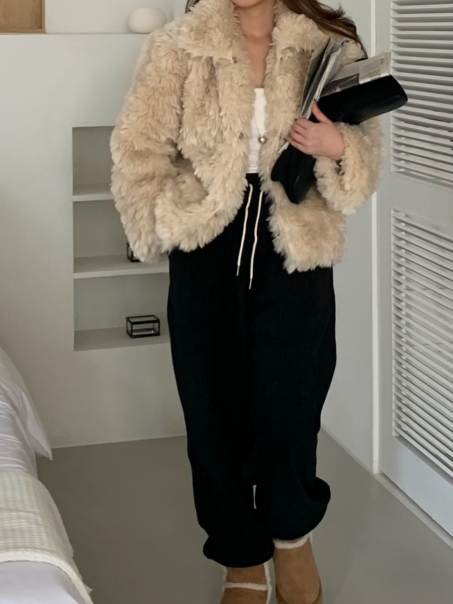 【予約】cotton candy fur jacket / camel