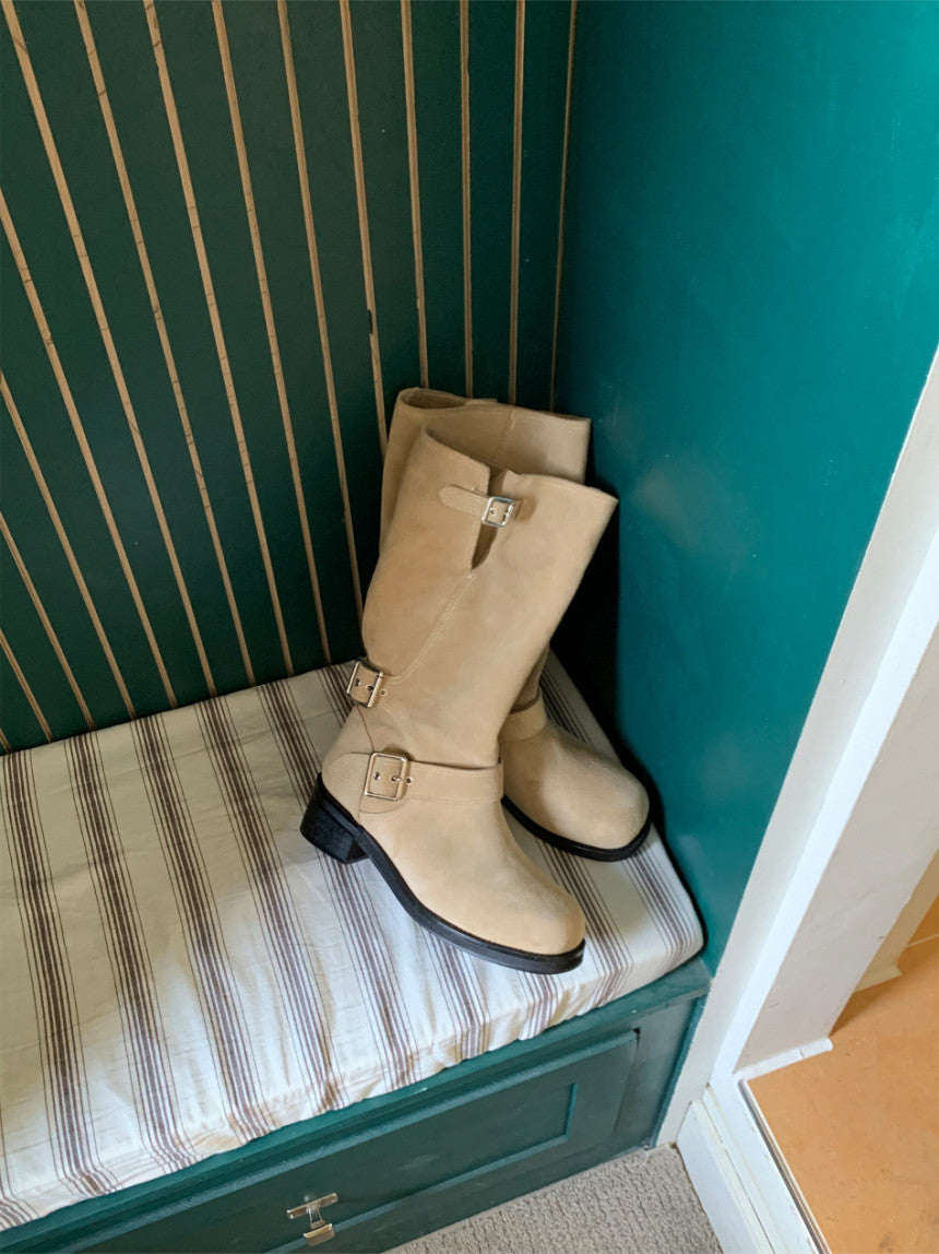 suede belt middle boots (本革) / 3color
