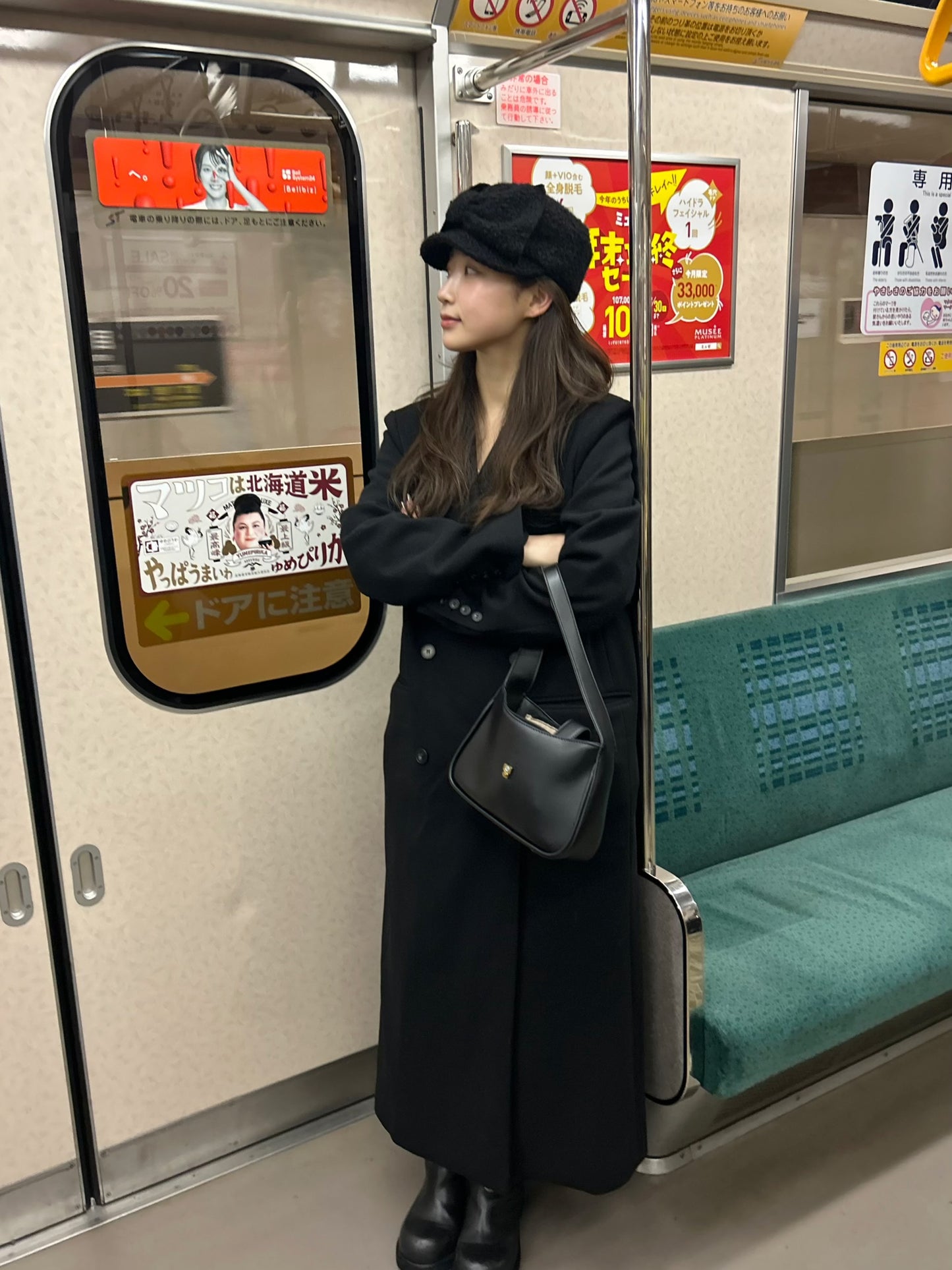 【即納】double bottun over chester coat / black