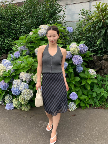 middle check skirt / 2color
