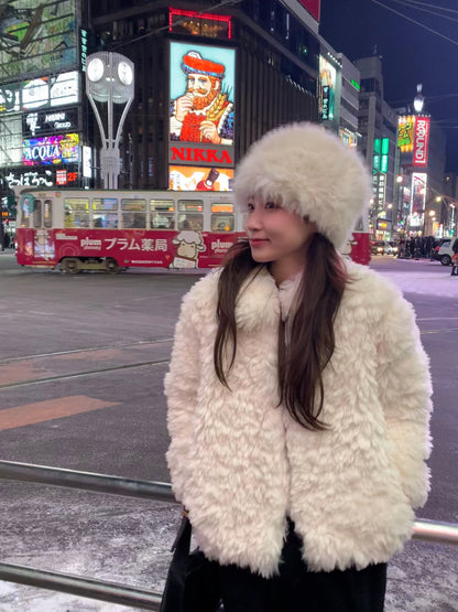 【予約】cotton candy fur jacket / milk white