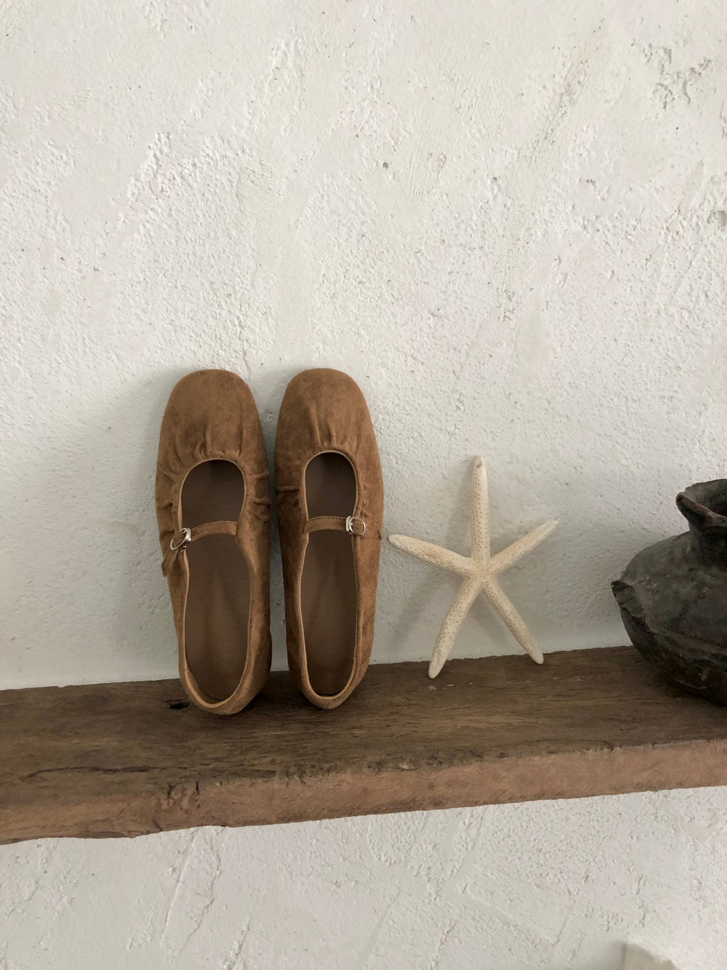 strap gather flat shoes / 2color