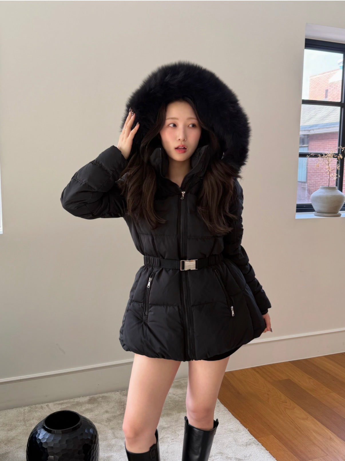 【予約】◆送料無料◆side pocket short down jacket / black