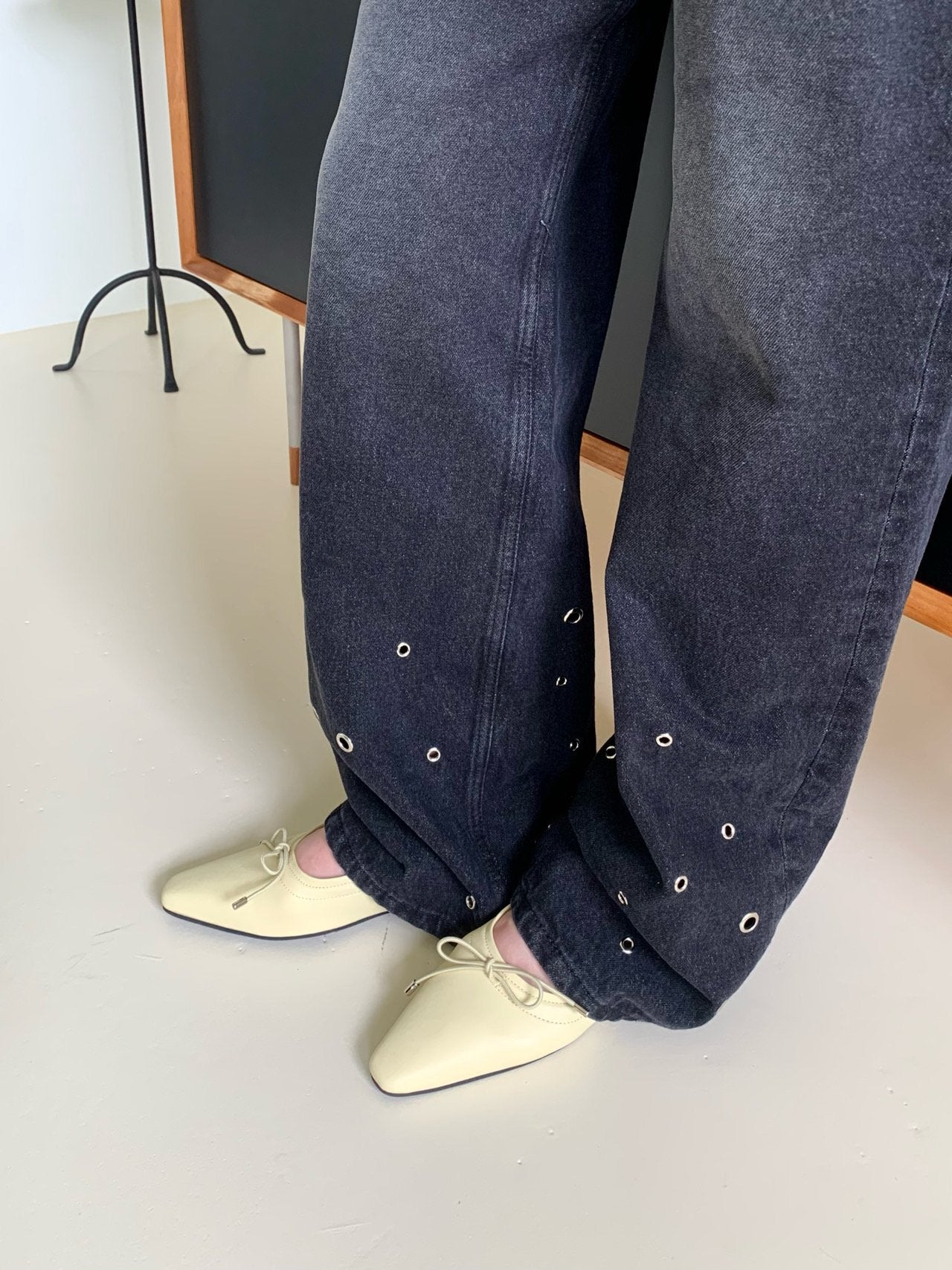 【送料無料】pointed ribbon flat shoes / 3color