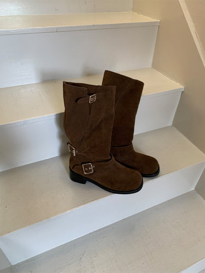 suede belt middle boots (本革) / 3color