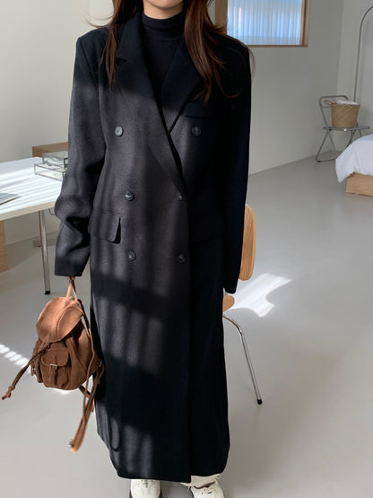 【即納】double bottun over chester coat / black