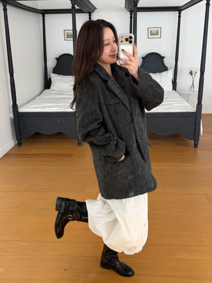 【予約】shaggy overfit jacket coat / ash black