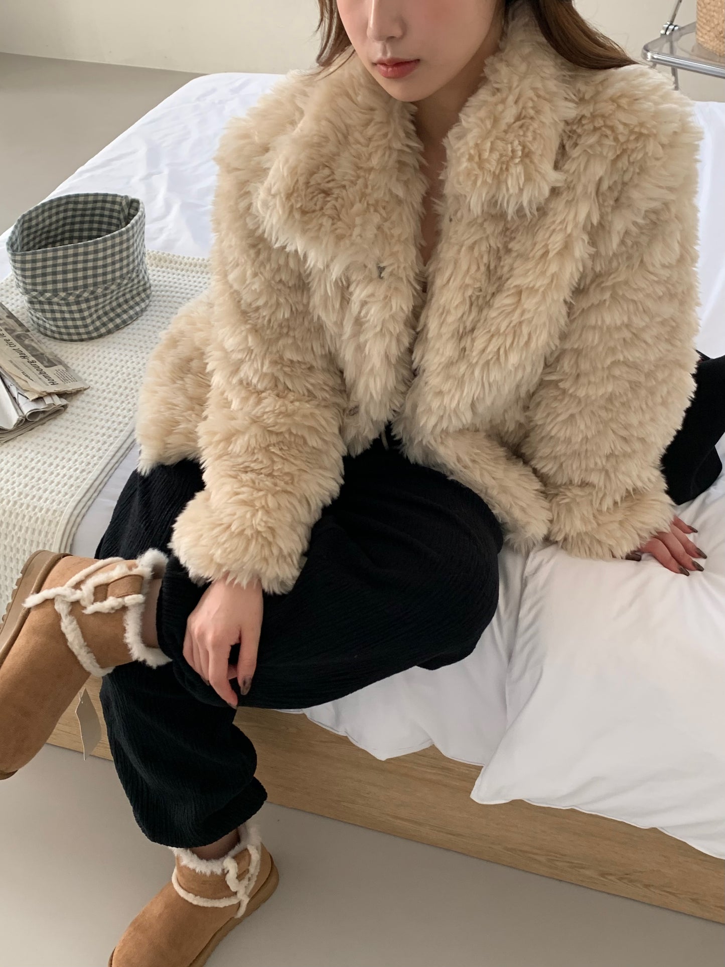 【予約】cotton candy fur jacket / camel