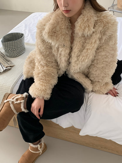 【予約】cotton candy fur jacket / camel