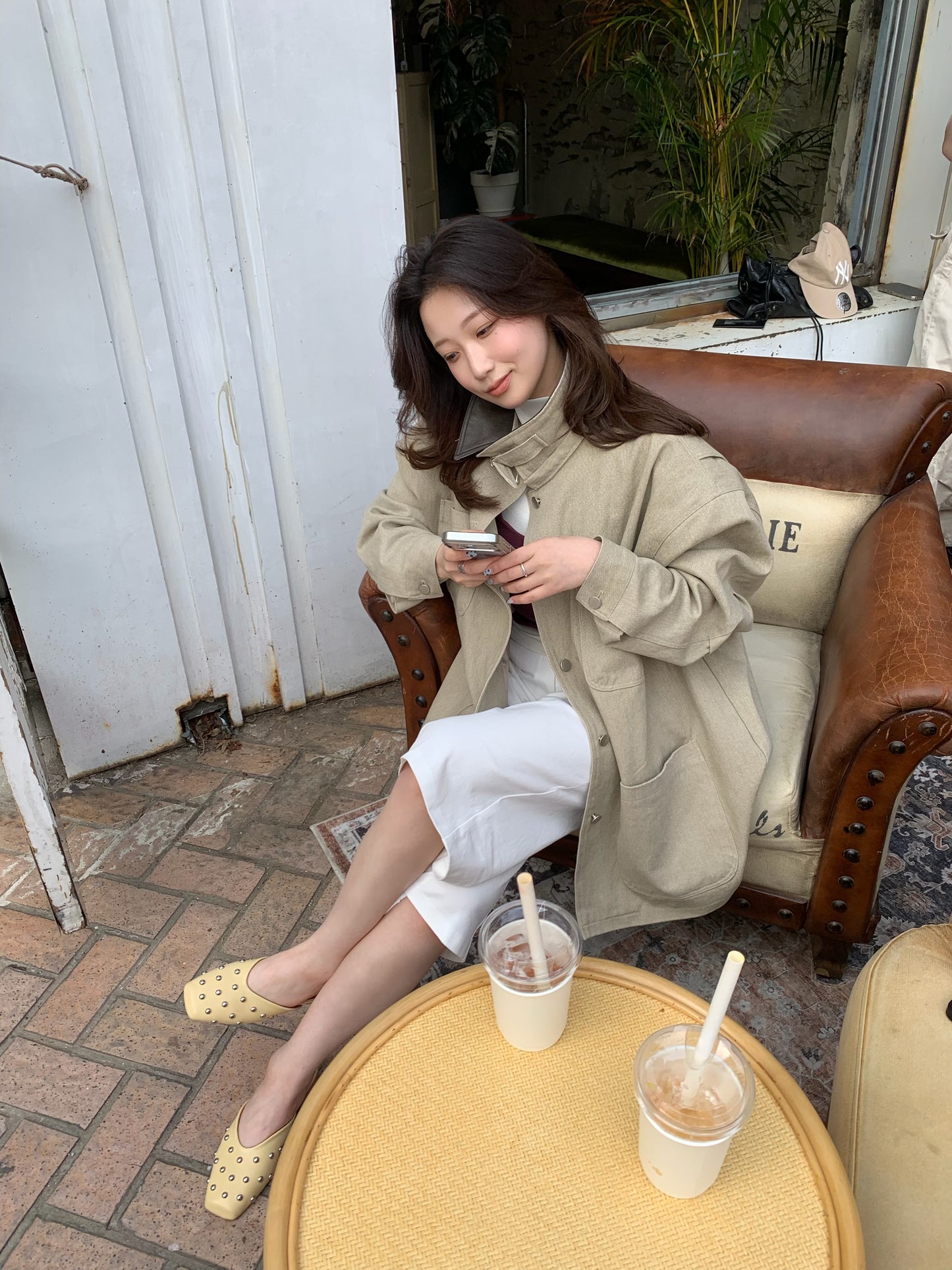 square pointed slipper / 2color