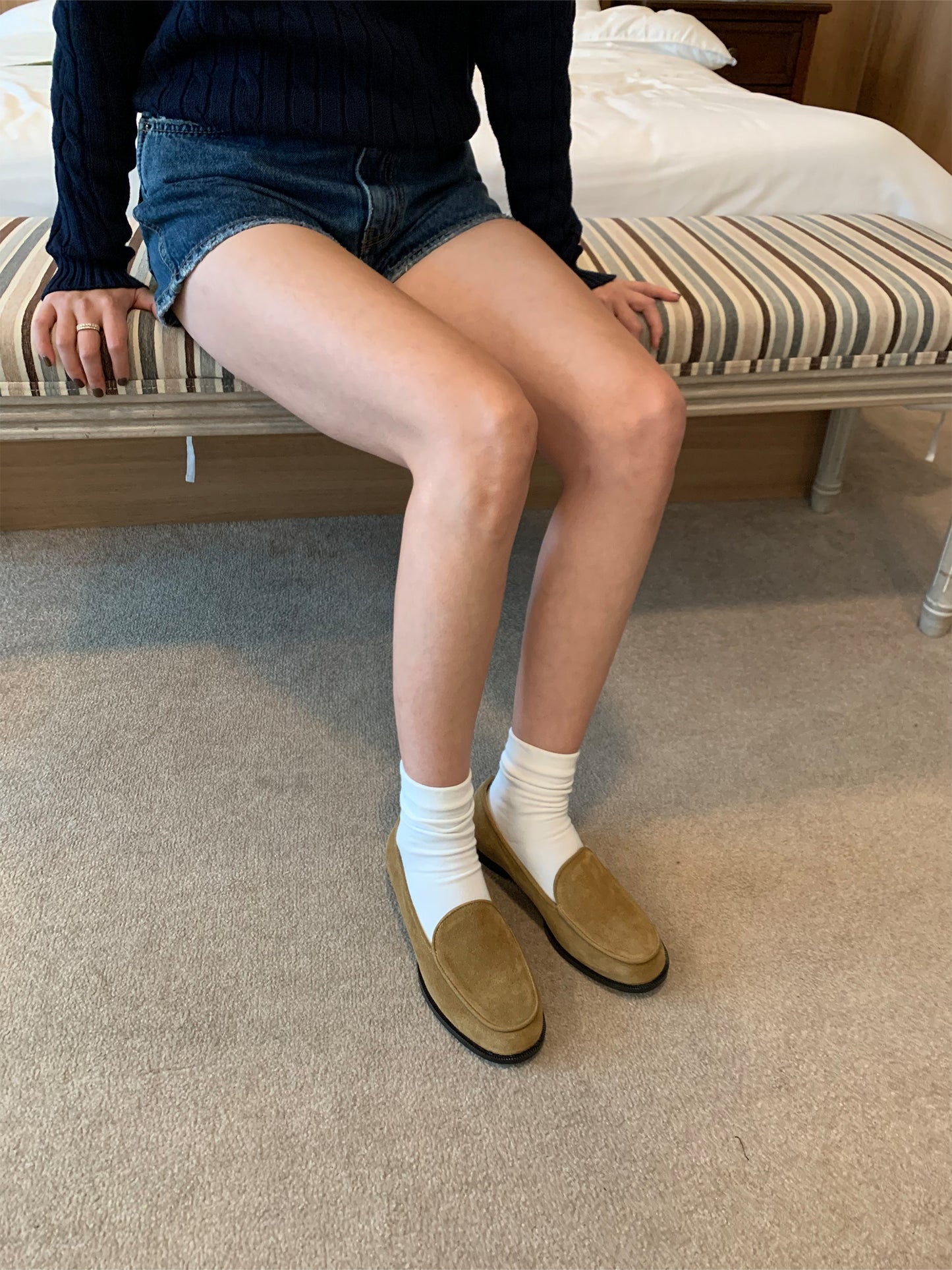 【送料無料】real suede round loafer (本革)