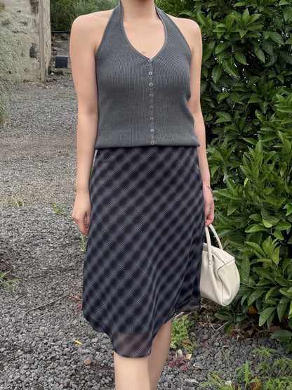 middle check skirt / 2color