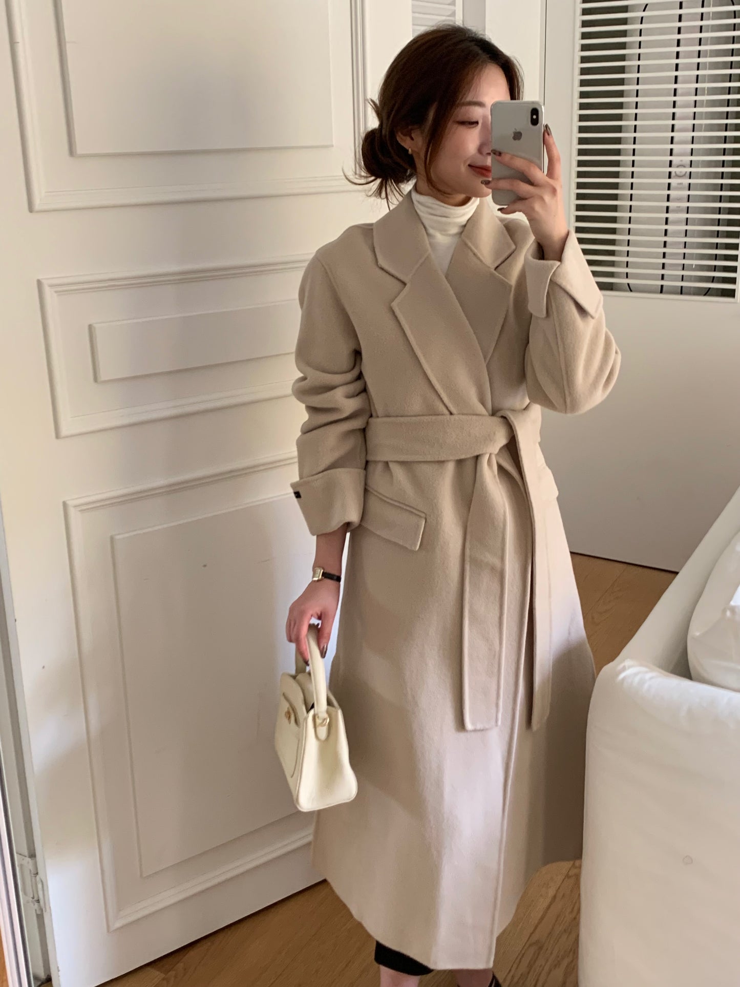 【即納】◆送料無料◆[wool 90％] HAND MADE - luxury long coat / light beige