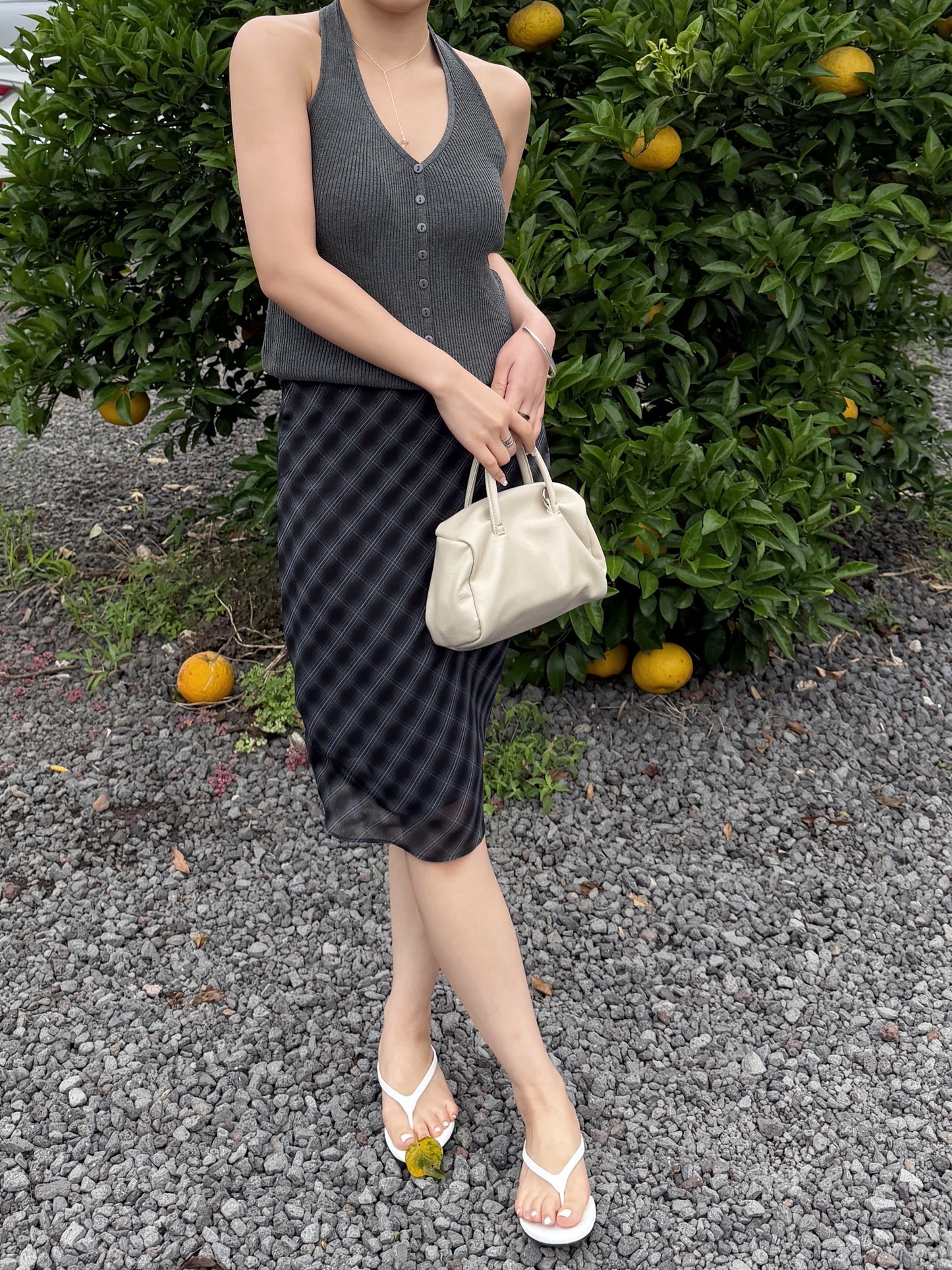 middle check skirt / 2color