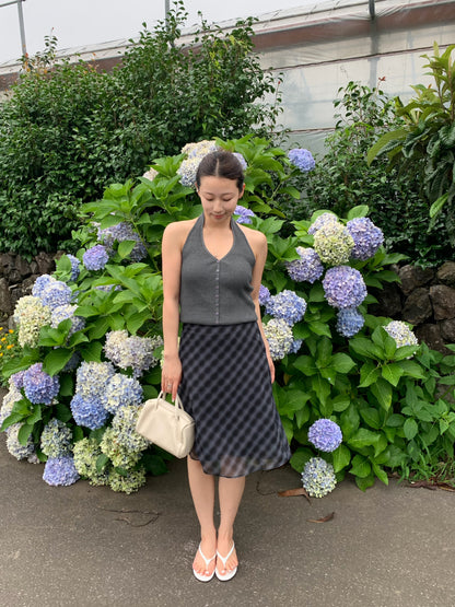 middle check skirt / 2color
