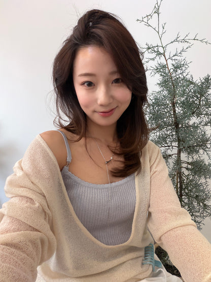 deep Vneck see through knit / 2color