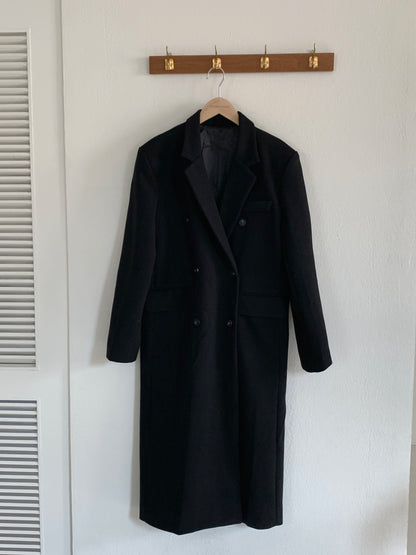 【即納】double bottun over chester coat / black