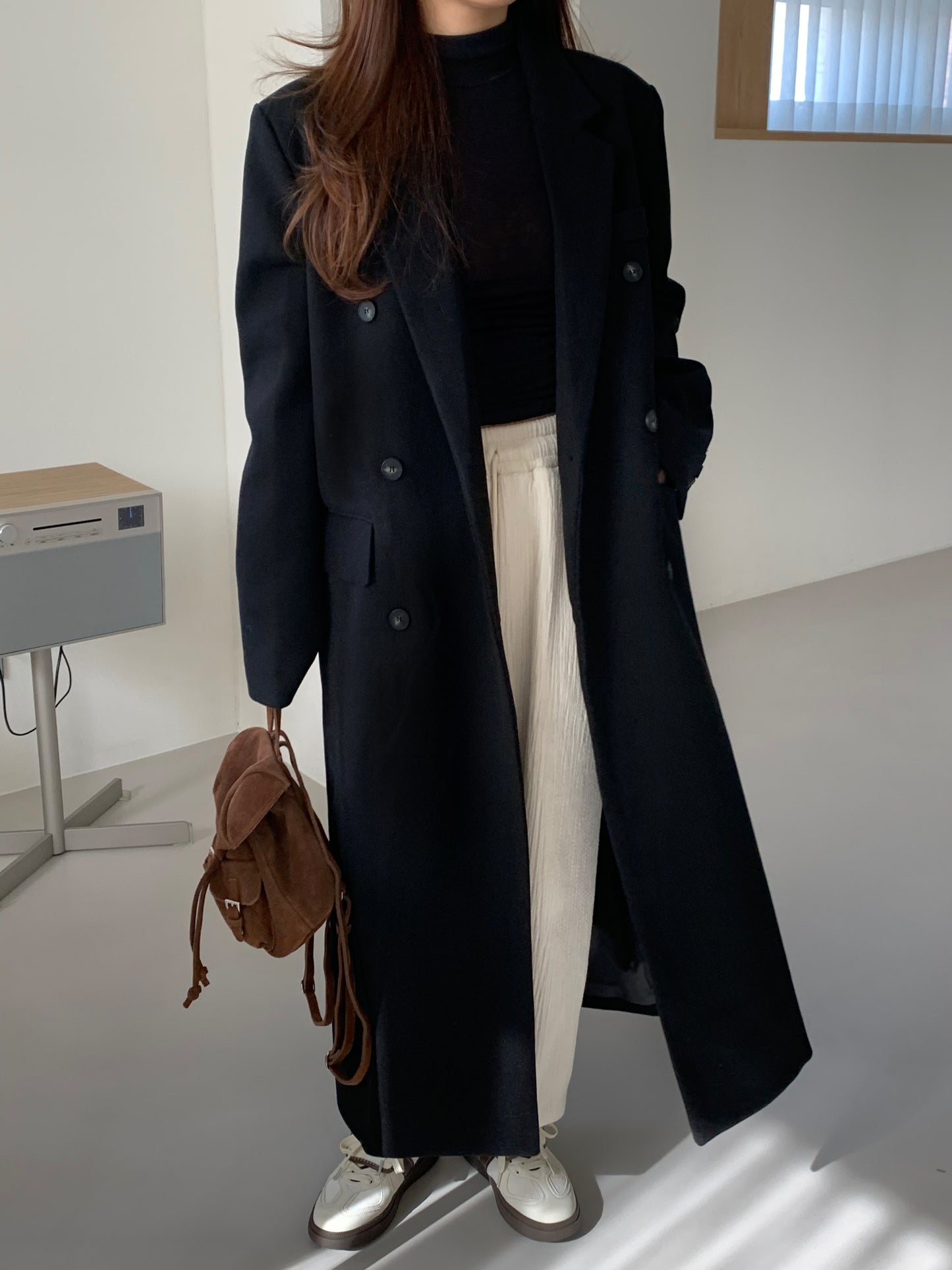 【即納】double bottun over chester coat / black