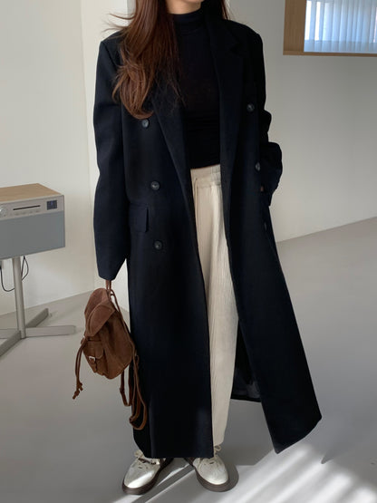 【即納】double bottun over chester coat / black