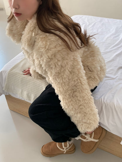 【予約】cotton candy fur jacket / camel