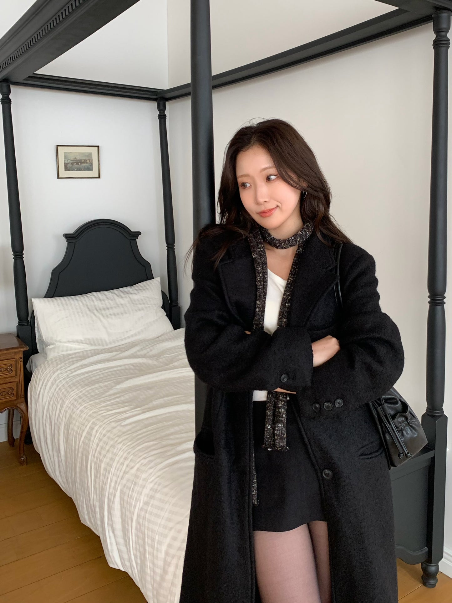 【予約】◆送料無料◆teddy long coat  / black