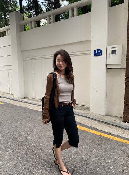 half denim slim pants