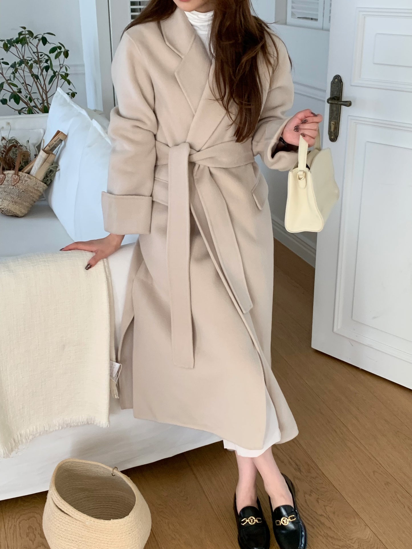 【即納】◆送料無料◆[wool 90％] HAND MADE - luxury long coat / light beige